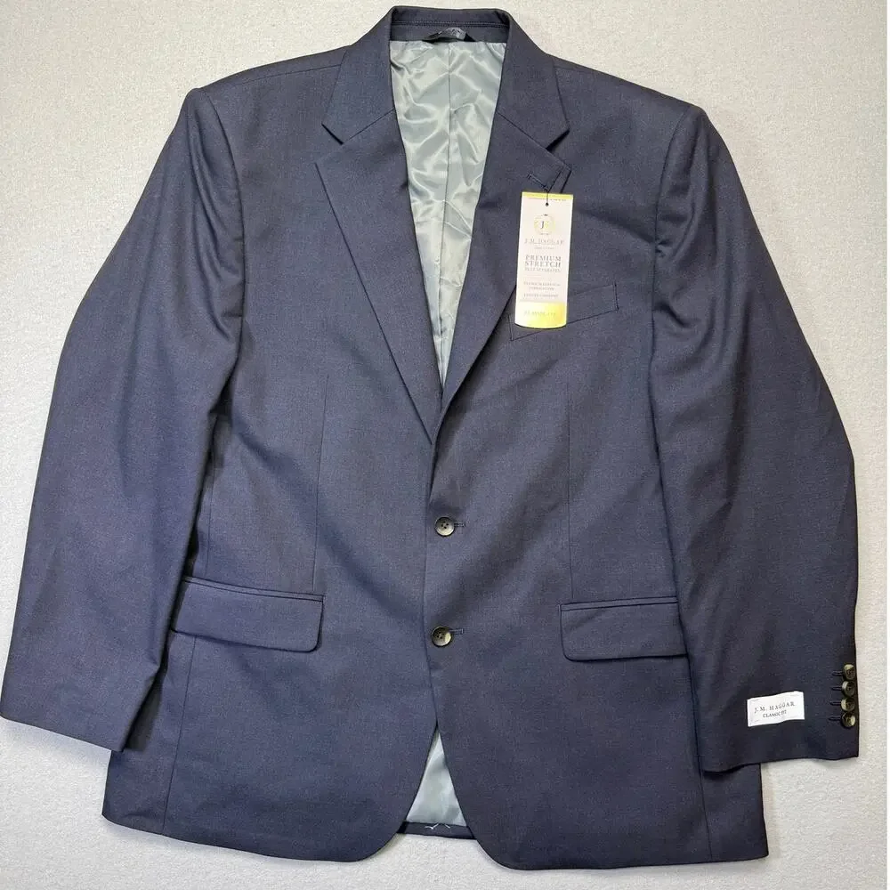 Haggar Men's Classic Fit Premium Stretch Suit Jacket  Dark Navy 44R $220